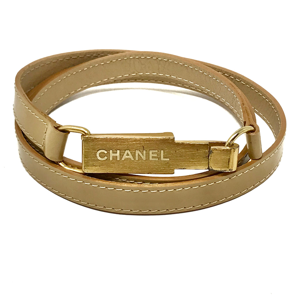 Chanel Vintage Belt Tan Patent Leather Gold Buckle Size 34