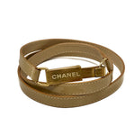 Chanel Vintage Belt Tan Patent Leather Gold Buckle Size 34 | Medium-Jewelsunderthesea