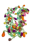 Carlo Zini Milano Crystal Cascading Multi Colored Long Necklace-Jewelsunderthesea 