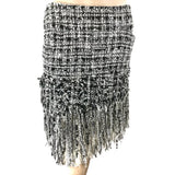 Chanel Black White Fantasy Tweed Fringe Skirt - Jewelsunderthesea