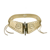 Valentino Garavani Laser Cutwork Leather Corset Belt With Bronze Crystal Buckle - Jewelsunderthesea