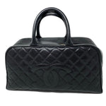 CHANEL Black Boston Top Handle Bag in Quilted Caviar jewelsunderthesea 