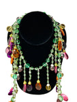 Carlo Zini Milano Crystal Cascading Multi Colored Long Necklace-Jewelsunderthesea 