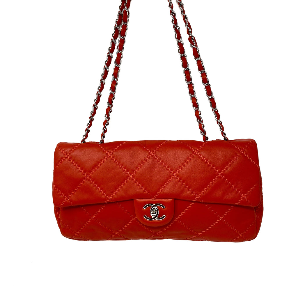 Chanel Classic Flap 25cm Bag Silver Hardware Lambskin Leather Spring/Summer  2018 Collection, Red - SYMode Vip
