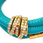 De Grisogono ALLEGRA 18K Rose Gold Diamond Turquoise Leather Wrap Bracelet