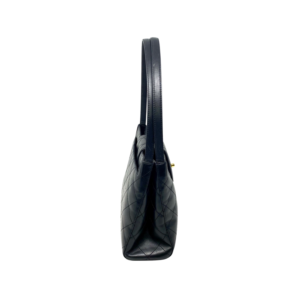 Chanel Vintage Black Quilted Lambskin Shoulder Bag