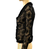 CHANEL 04A Black Crochet Ruffled Jacket Size 40 | 6 jewelsunderthesea 