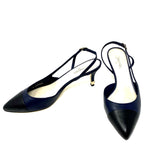 CHANEL Slingbacks Navy & Black Goatskin G29902 Size 42 jewelsunderthesea 