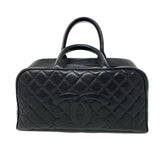 CHANEL Black Boston Top Handle Bag in Quilted Caviar jewelsunderthesea 