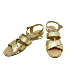 Chanel Gold Metallic Strappy Sandals Lucite Heels G30585 Size 42 Jewelsunderthesea 