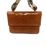 Darby Scott Mini Necklace Handbag in Brown Crocodile and Rutilated Quartz Jewelsunderthesea 