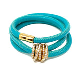 De Grisogono ALLEGRA 18K Rose Gold Diamond Turquoise Leather Wrap Bracelet jewelsunderthesea 