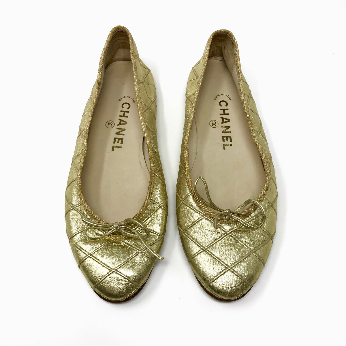 Chanel Gold Stingray Embossed Ballerina Flats - 39
