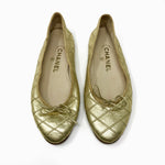 Chanel Gold Metallic Criss Cross Ballerina Ballet Flats- Jewelsunderthesea