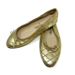 Chanel Gold Metallic Criss Cross Ballerina Ballet Flats- Jewelsunderthesea