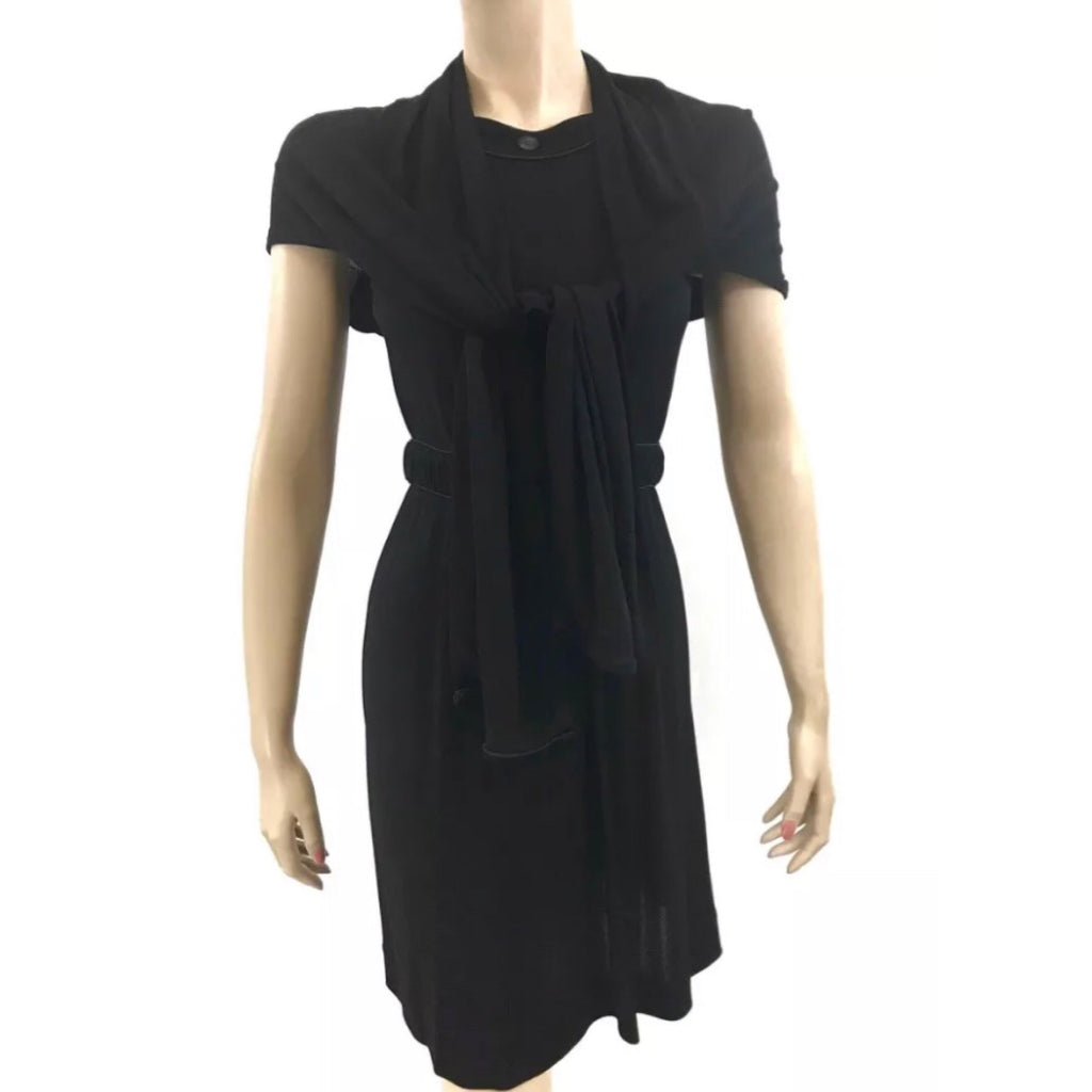 Chanel 09P Black Sleeveless Dress with Cape Scarf Size US6