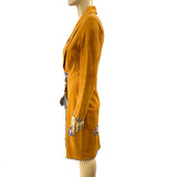 Anna Trzebinski Hand Decorated in Kenya Long Suede Coat Jacket Size 38 | 4 jewelsunderthesea 