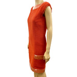 CHANEL 08C Resort Orange Tweed Sequin Fringe Sleeveless Dress Size 6/8