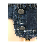 Chanel Navy Metallic Silk and Tweed Jacket Cuff- Jewelsunderthesea