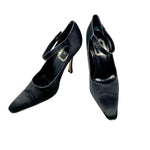 Christian Dior Black Satin Mary Jane Pumps Heels Size 39.5 | 9 jewelsunderthesea 