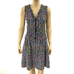 CHANEL Multi Color Silver Tweed Zipper Front Flare Dress Size 36 | 6