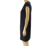 Brunello Cucinelli Navy Cotton Sleeveless Monili Shift Dress Size L jewelsunderthesea 