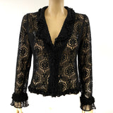 CHANEL 04A Black Crochet Ruffled Jacket Size 40 | 6 jewelsunderthesea 