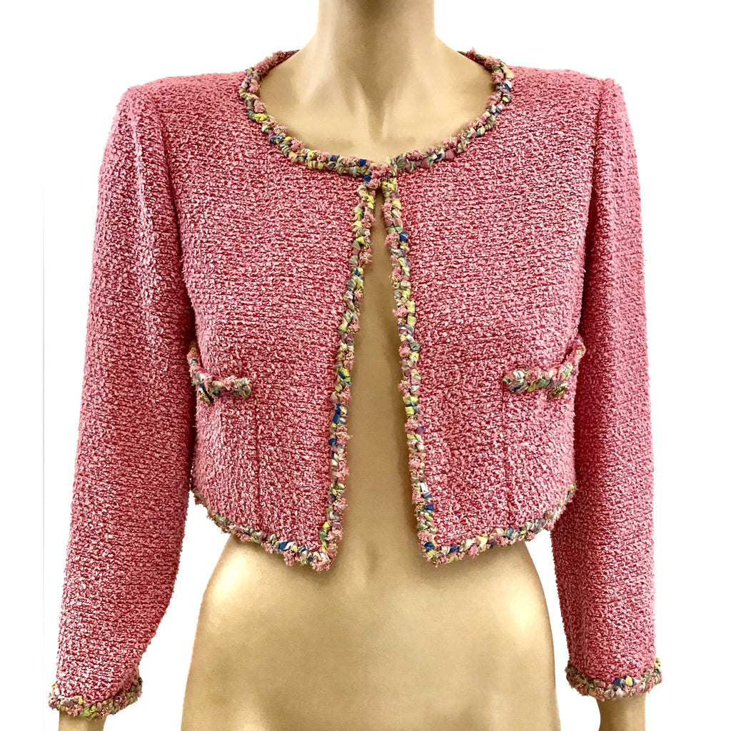 Chanel Gold and Pink Pastels Tweed Cropped Jacket – Jewelsunderthesea