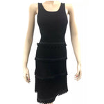 Chanel Black Knit Patchwork Sleeveless Dress with Ruffle Trim - Jewelsunderthesea 