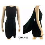 Chanel 09P Black Sleeveless Dress with Cape Scarf - Jewelsunderthesea