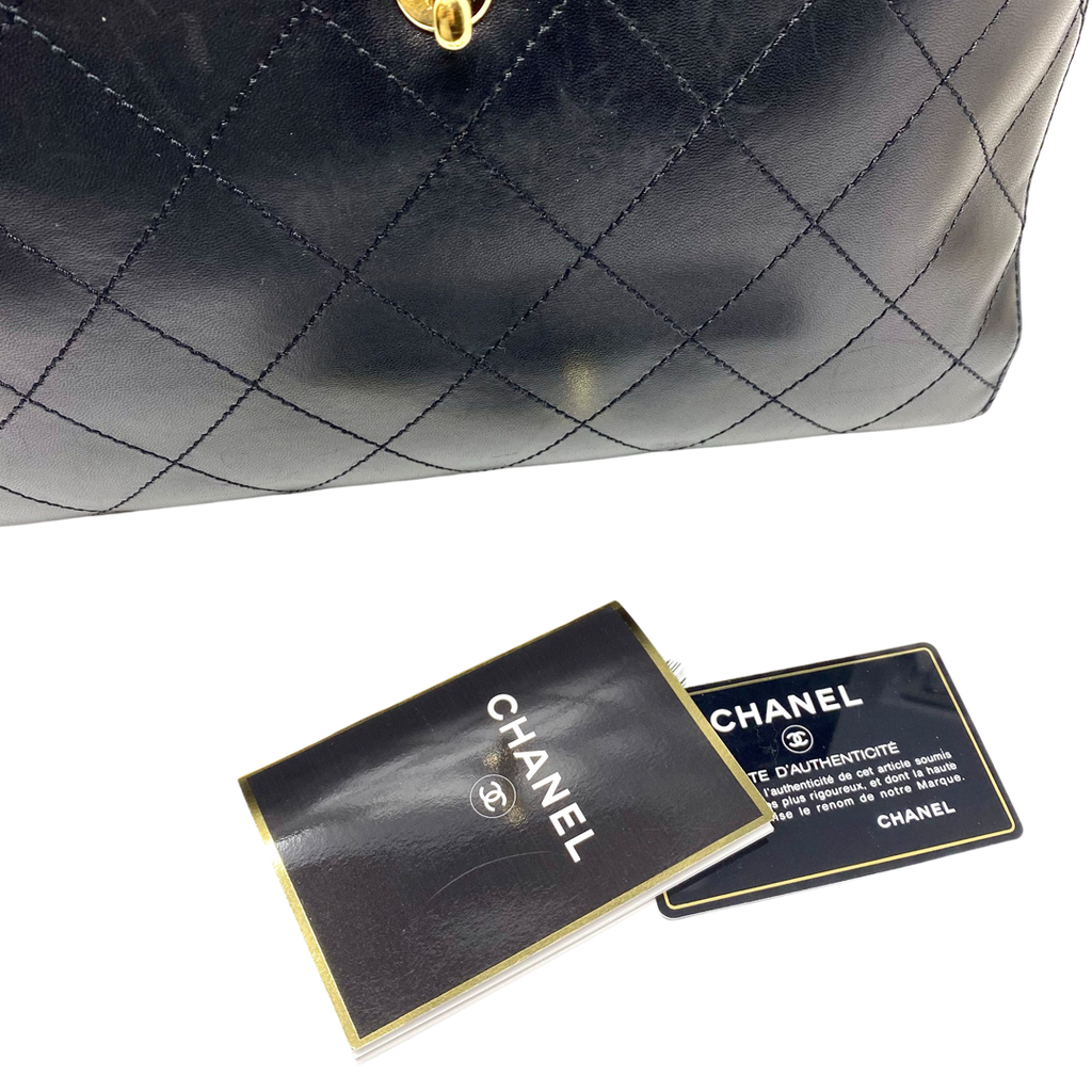 Chanel Black Quilted Lambskin Leather Cc Square Medium Flap Shoulder Bag  Auction