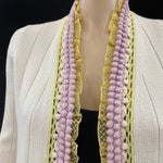 CHANEL 04C Off White Pink Yellow Crochet Trim Knit Jacket Size 40 | 6 jewelsunderthesea 