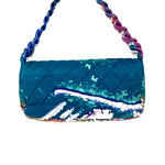 CHANEL Multi Color Printed Foulard Cloth Classic Flap Bag Resin Chain Handle jewelsunderthesea 