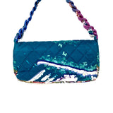 CHANEL Multi Color Printed Foulard Cloth Classic Flap Bag Resin Chain Handle jewelsunderthesea 