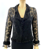 CHANEL 04A Black Crochet Ruffled Jacket Size 40 | 6