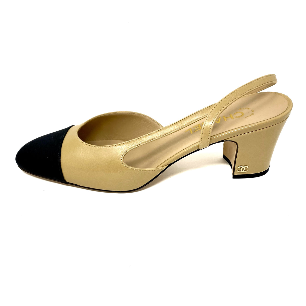 Chanel 22S G31318 Two-tone Slingback Heel Pumps 37-40 EUR sizes