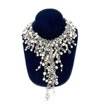 Christian DIOR Silver Tone Cascading Pearl Statement Necklace jewelsunderthesea 