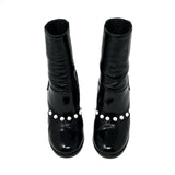 CHANEL 14B G30160 Black Patent Leather Pearl Short Boots 39 | 8.5 jewelsunderthesea 