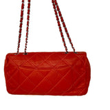 CHANEL Red Silver Soft Lambskin Leather Ultimate Stitch Quilt XL Flap Bag jewelsunderthesea 