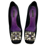 Louis Vuitton Black Satin Crystal Toe Heels Size 38.5 | 8 Jewelsunderthesea 