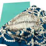 Tiffany & Co. Pearls Ribbon Silk Scarf in Dark Blue 34" x 34" Jewelsunderthesea 