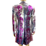 Fiorella Mancini Velvet Metallic Foil Skull Print Long Jacket Size 40 | 6 jewelsunderthesea 