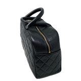 CHANEL Black Boston Top Handle Bag in Quilted Caviar jewelsunderthesea 