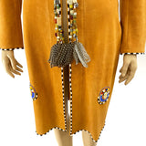 Anna Trzebinski Hand Decorated in Kenya Long Suede Coat Jacket Size 38 | 4 jewelsunderthesea 