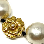 CHANEL Victoire de Castellane Gold Camellia Large Pearl Necklace jewelsunderthesea 