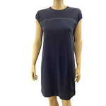 Brunello Cucinelli Navy Cotton Sleeveless Monili Shift Dress Size L jewelsunderthesea 