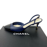 CHANEL Slingbacks Navy & Black Goatskin G29902 Size 42 jewelsunderthesea 