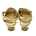 Chanel Gold Metallic Strappy Sandals Lucite Heels G30585 Size 42 Jewelsunderthesea 