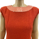 CHANEL 08C Resort Orange Tweed Sequin Fringe Sleeveless Dress Size 6/8