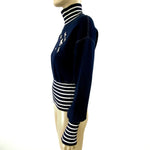 CHANEL 2008 Cruise 08C Navy White Airplane Sweater Size 40 | 6 jewelsunderthesea 